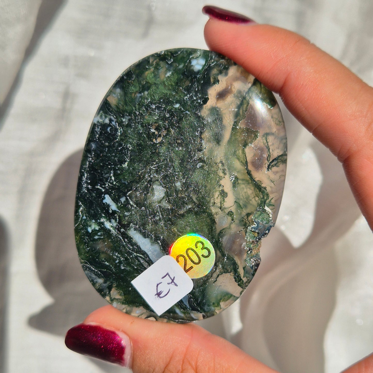 Moss agate flat palm 203