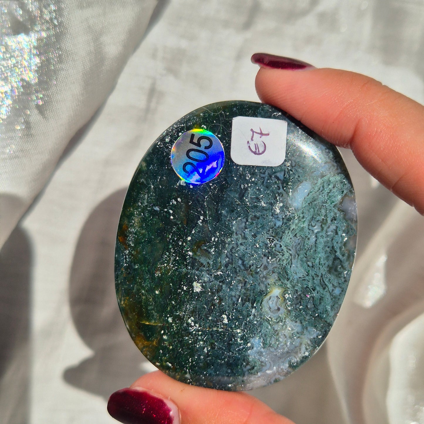 Moss agate flat palm 205