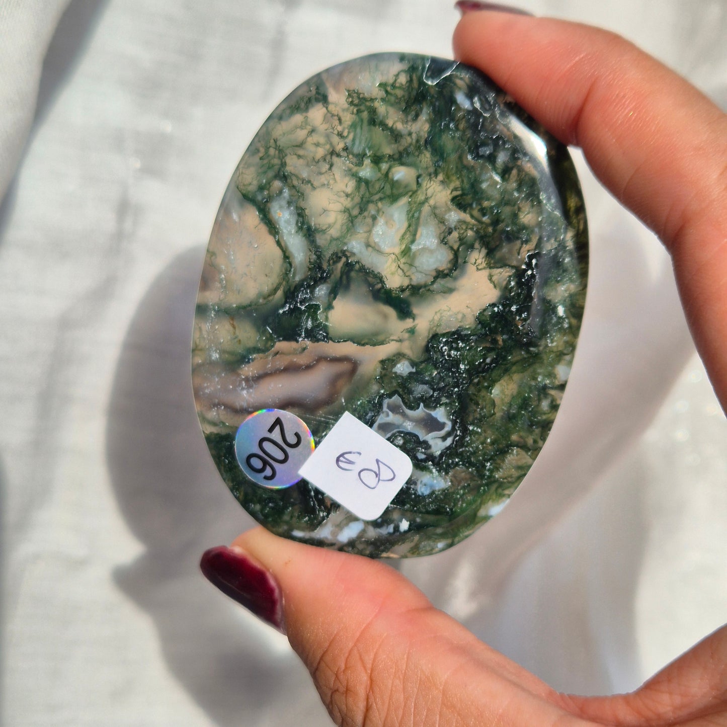 Moss agate flat palm 206