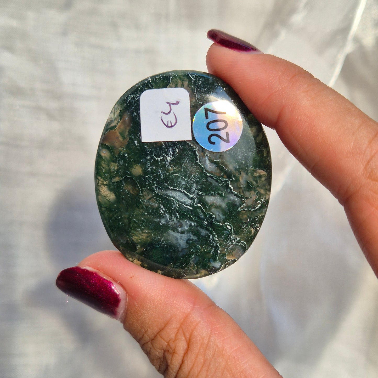 Moss agate flat palm 207