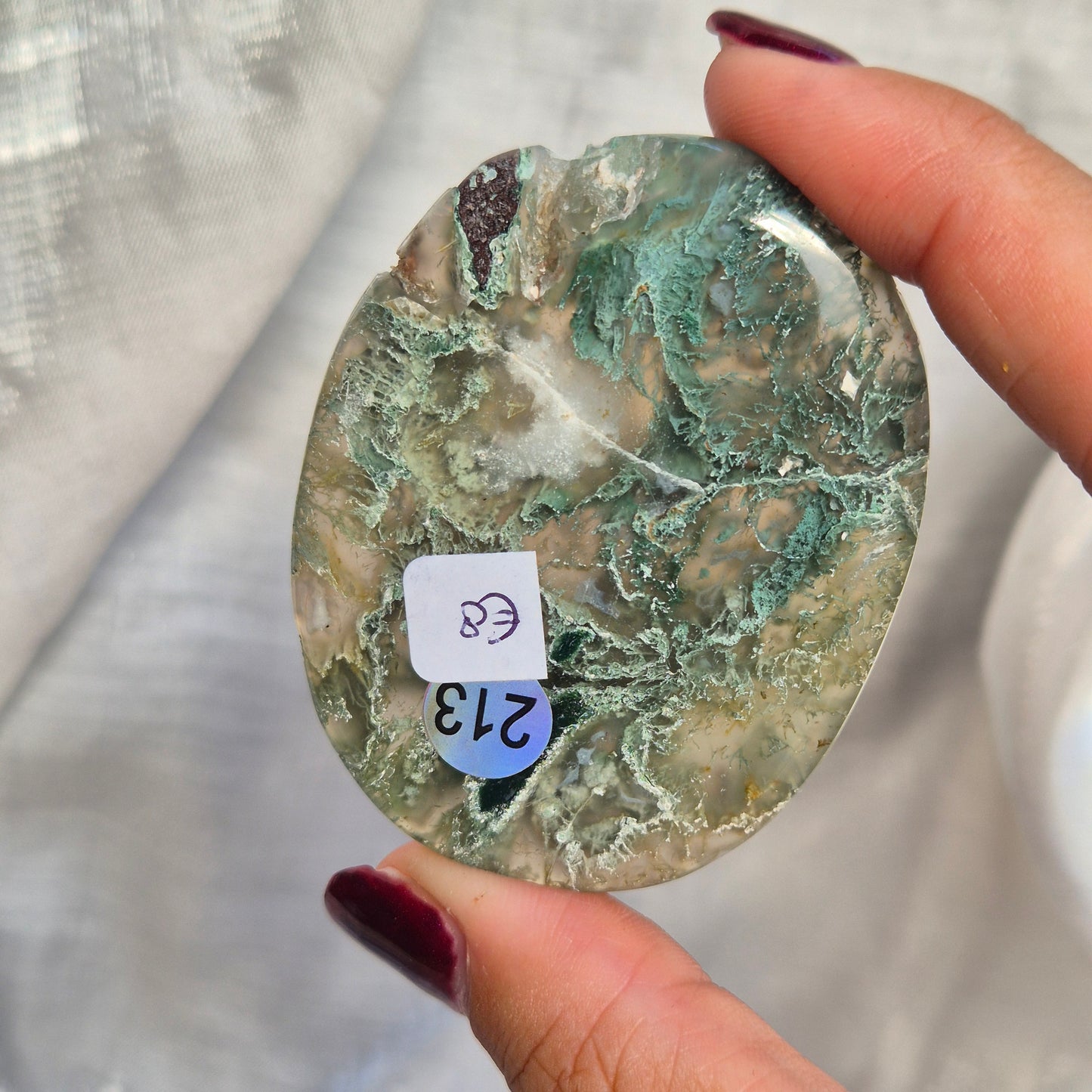Moss agate flat palm 213