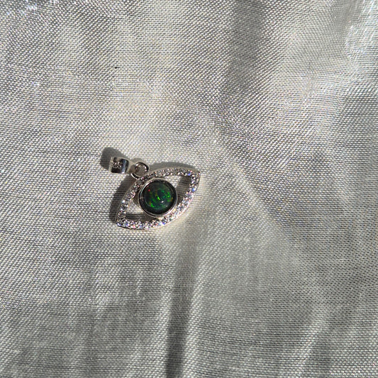Smoked opal evil eye necklace