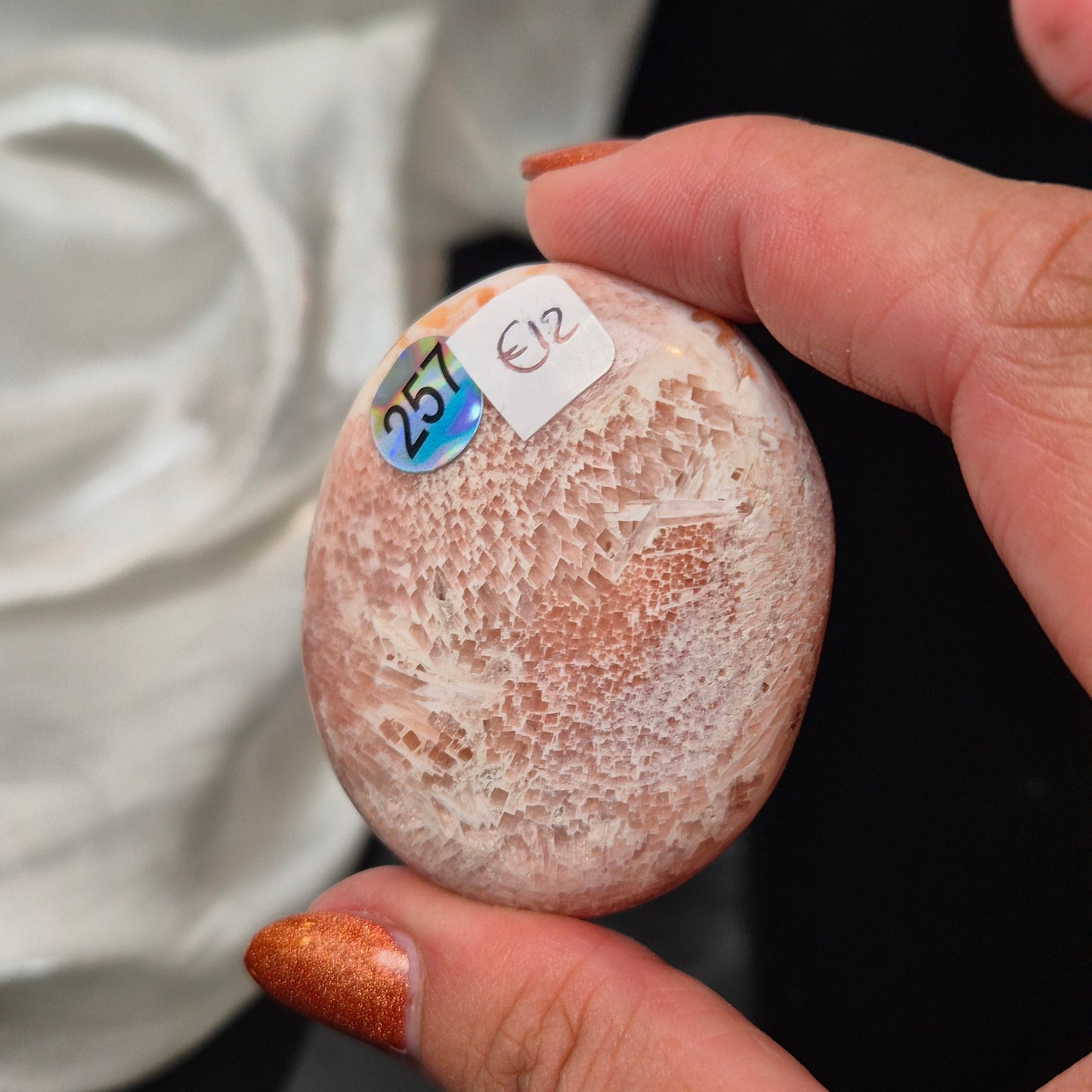 Pink scolecite palmstone 257