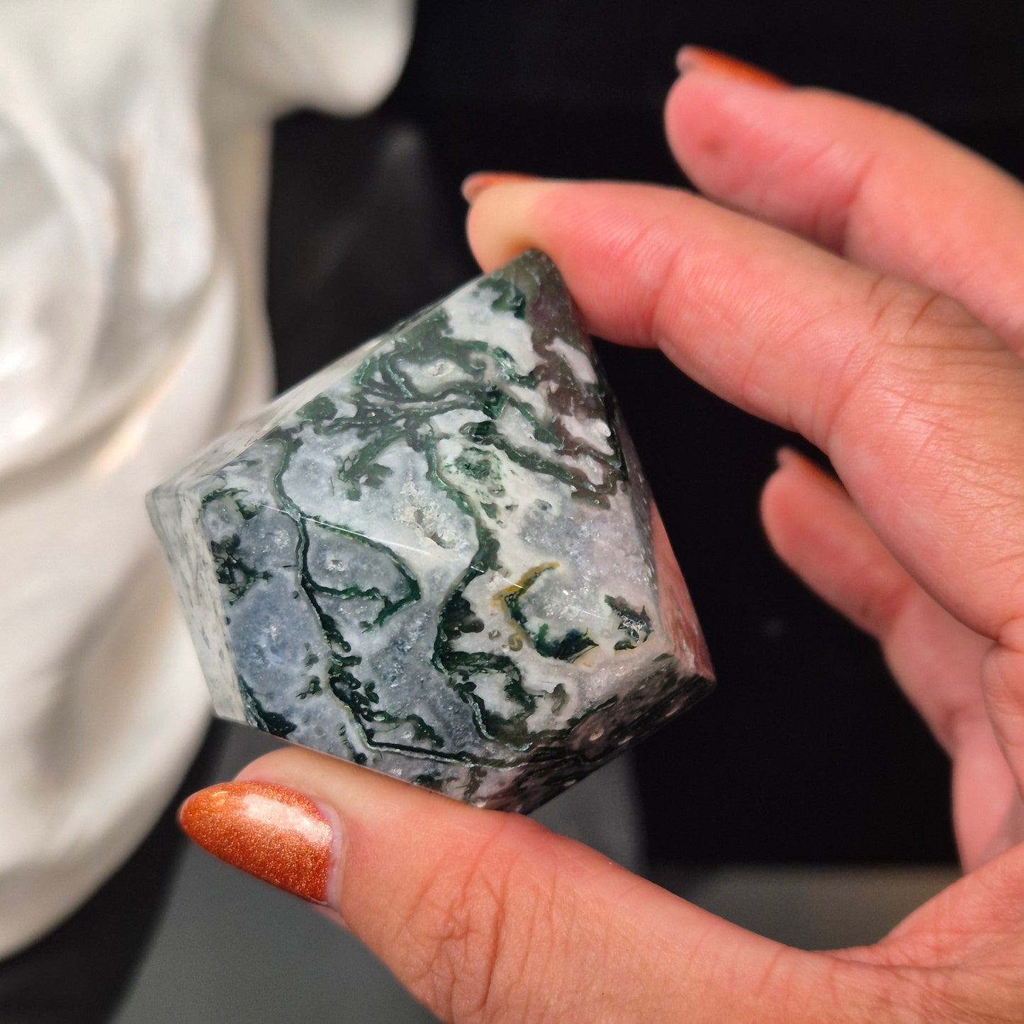 Moss agate diamond 1