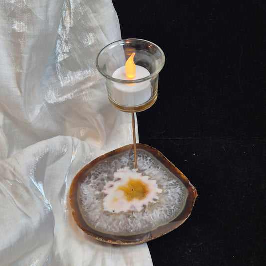 Agate / quarts candleholder 1