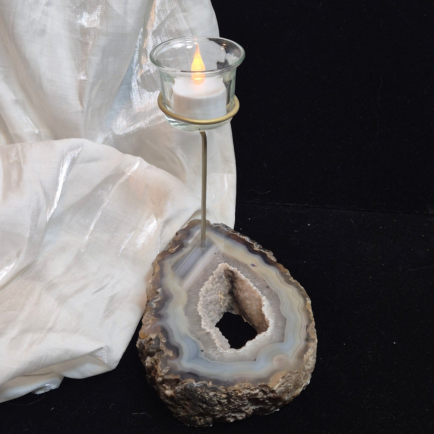 Agate / quarts candleholder 5