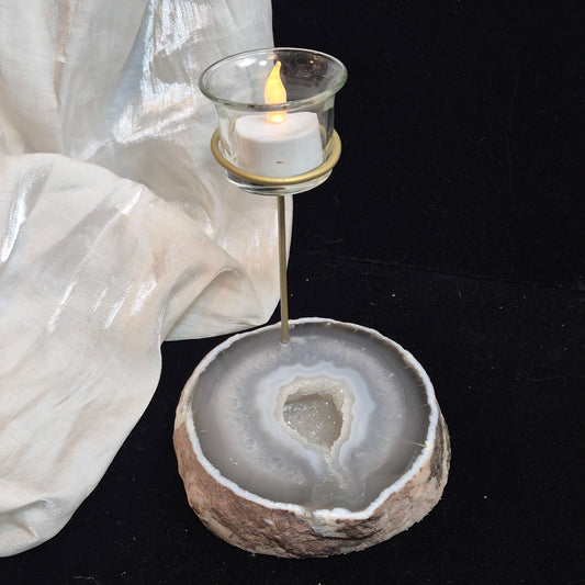 Agate / quarts candleholder 8