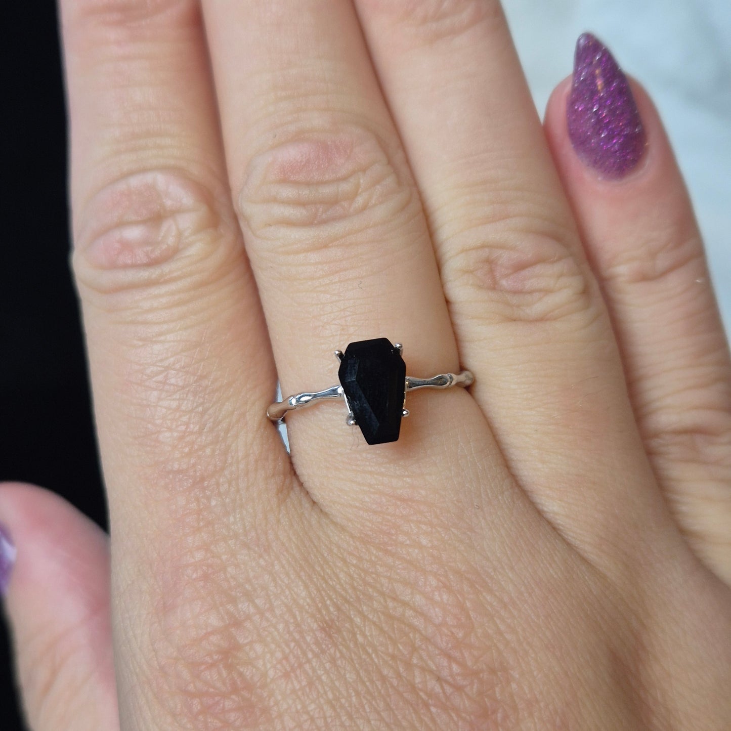 Black spinel coffin ring