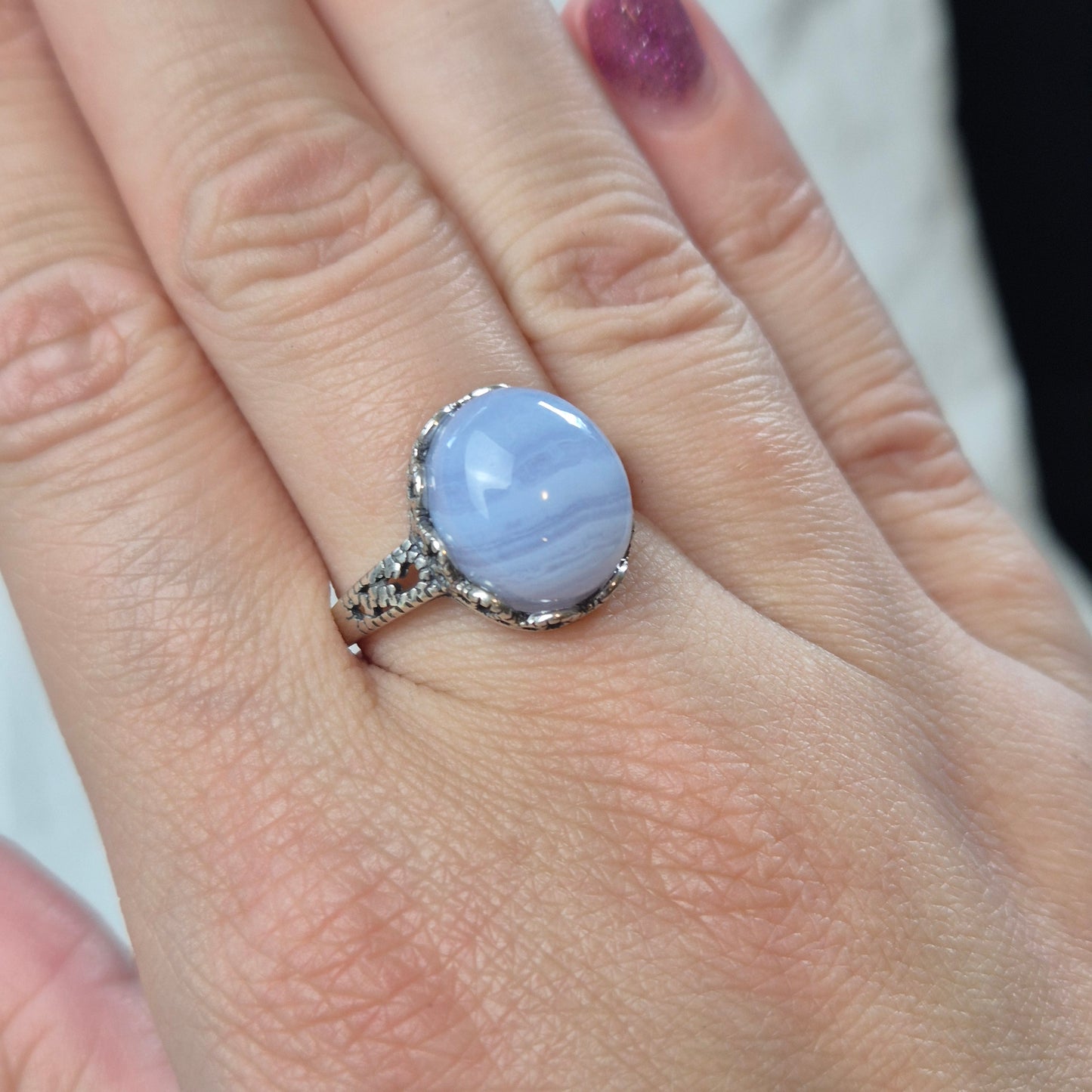 Blue lace agate ring 1