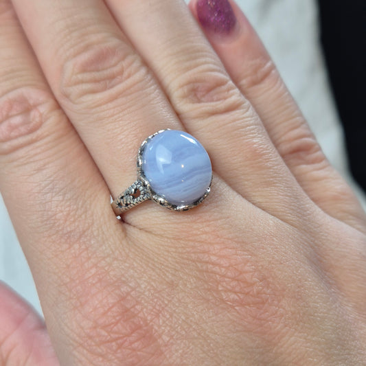 Blue lace agate ring 1