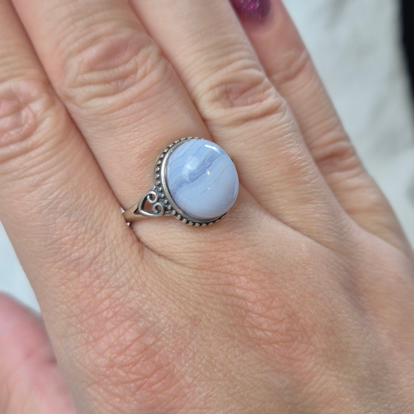 Blue lace agate ring 3