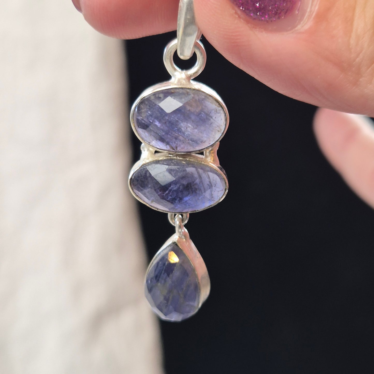faceted iolite pendant
