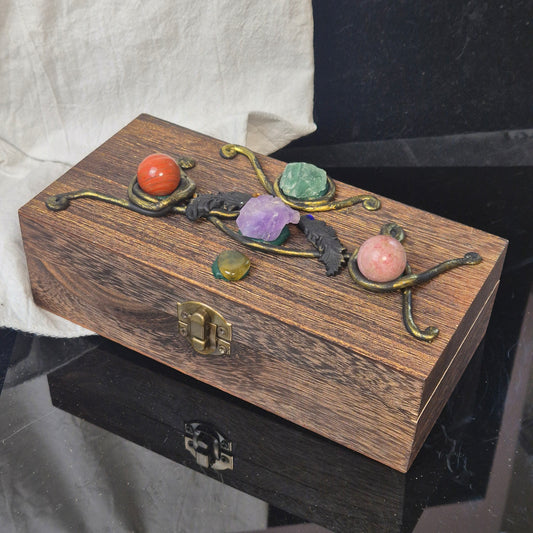 Wooden box with crystals 2