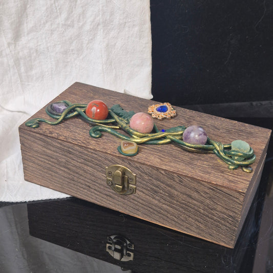 Wooden box with crystals 3