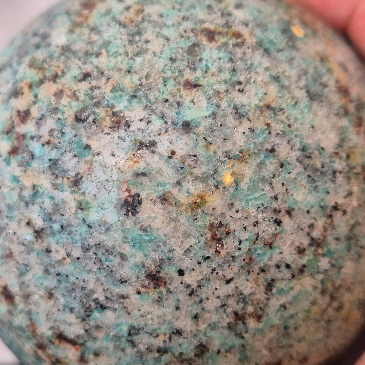 Amazonite / garnet sphere