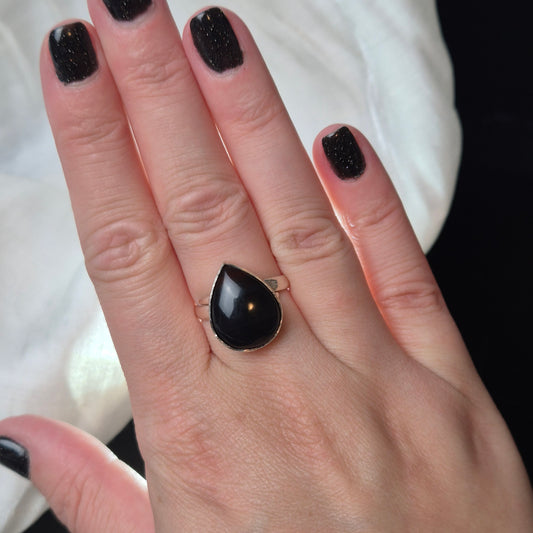 Midnight lace obsidian ring 2