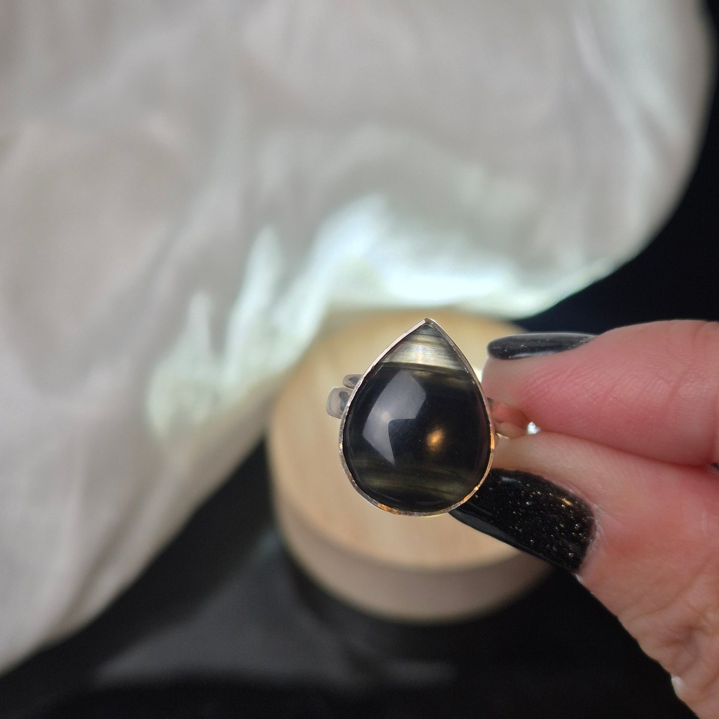 Midnight lace obsidian ring 2