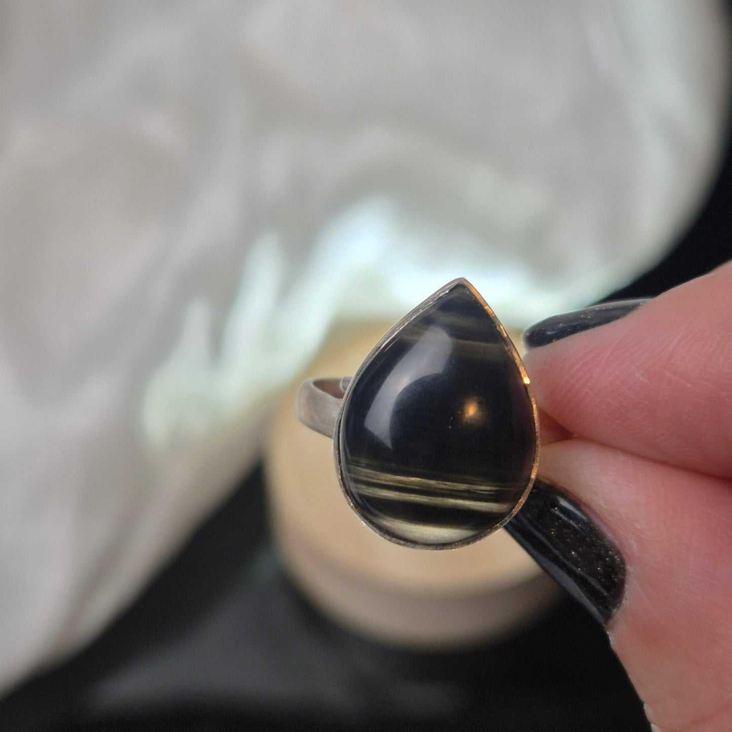 Midnight lace obsidian ring 3