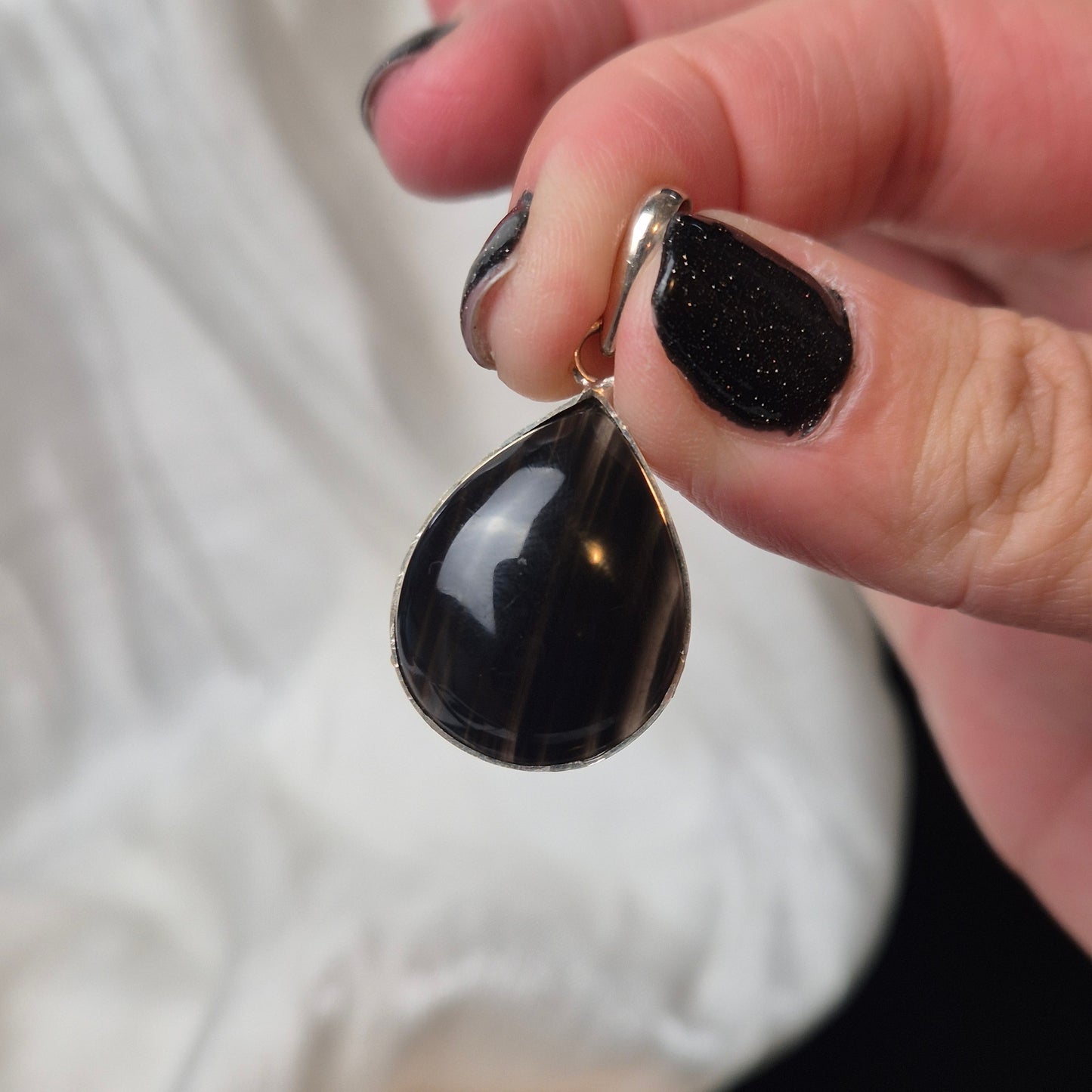 Midnight lace obsidian pendant 2