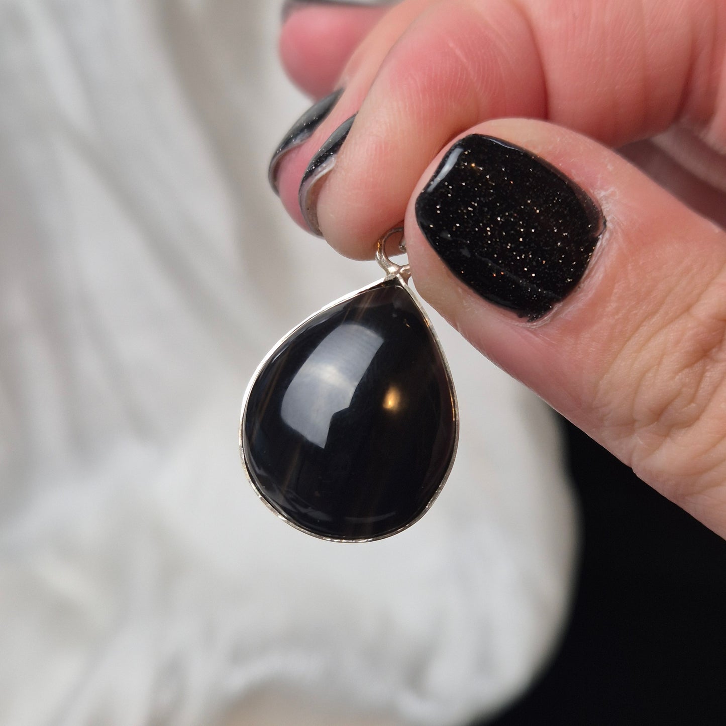 Midnight lace obsidian pendant 4