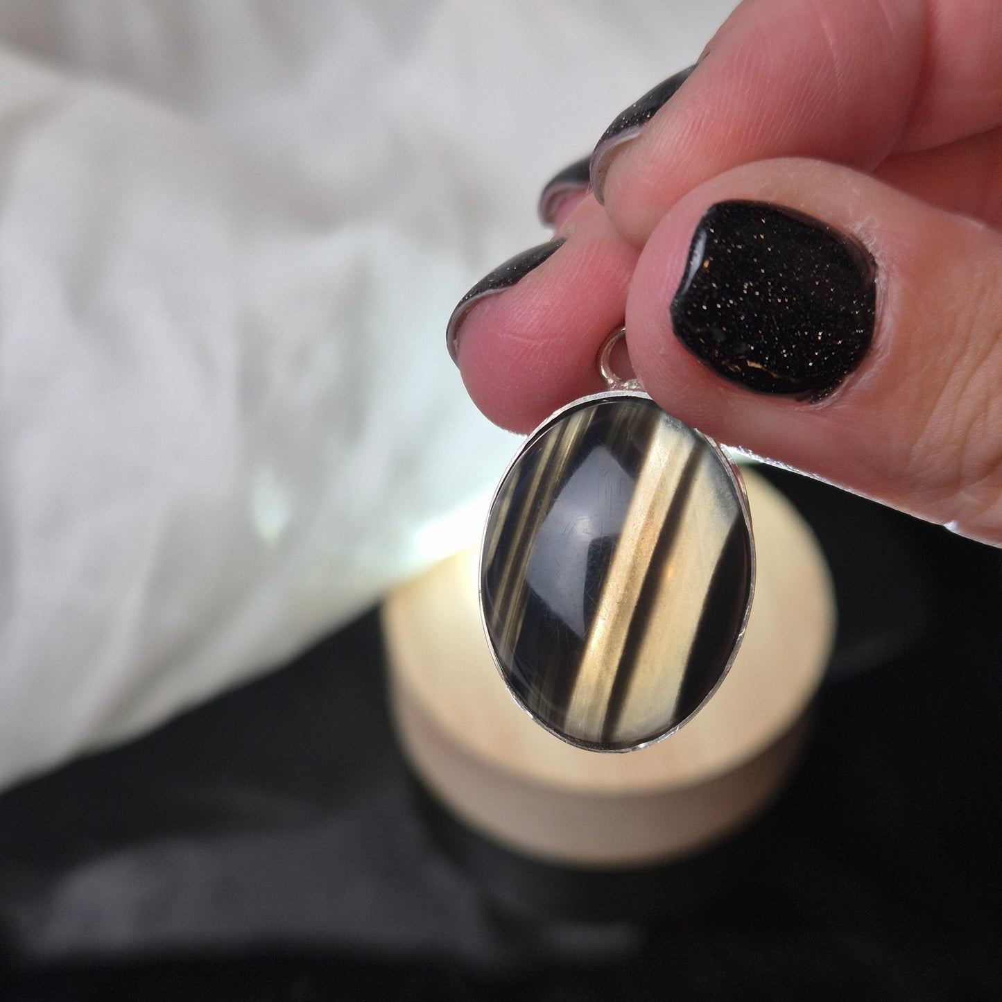 Midnight lace obsidian pendant 1