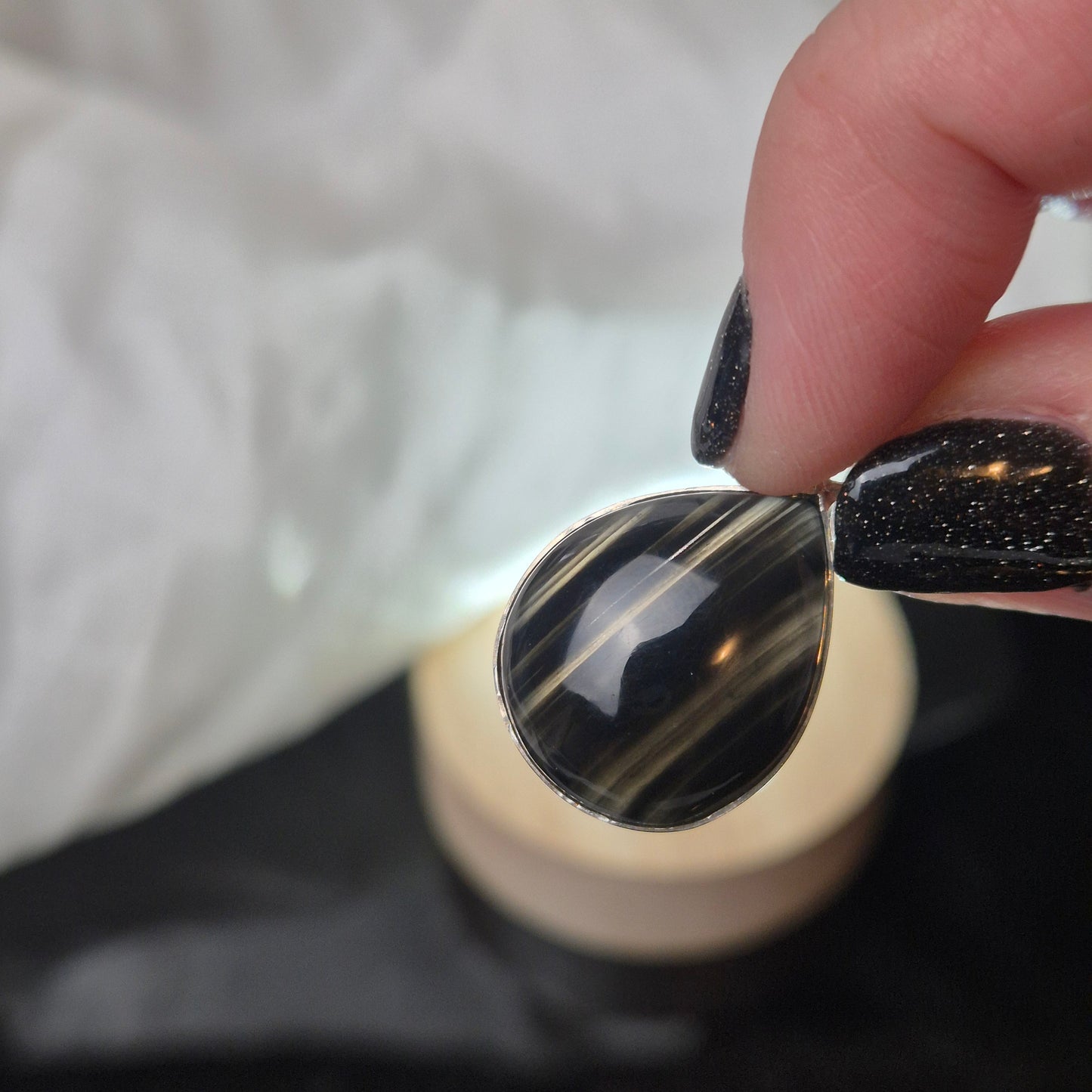 Midnight lace obsidian pendant 4