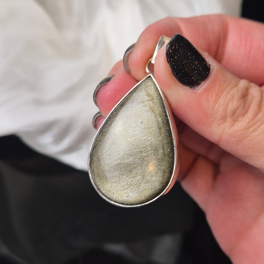 Gold sheen obsidian pendant 1