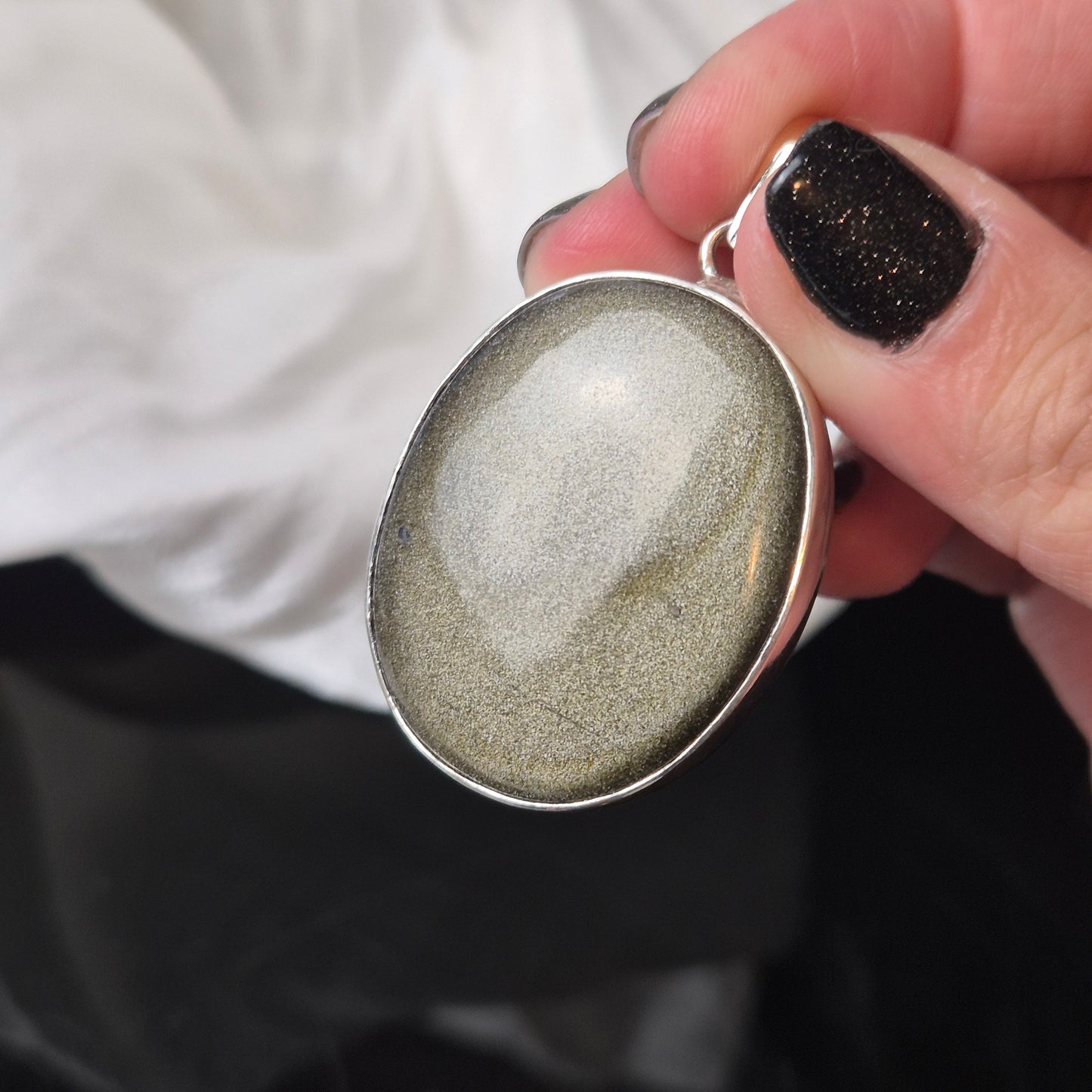 Gold sheen obsidian pendant 2