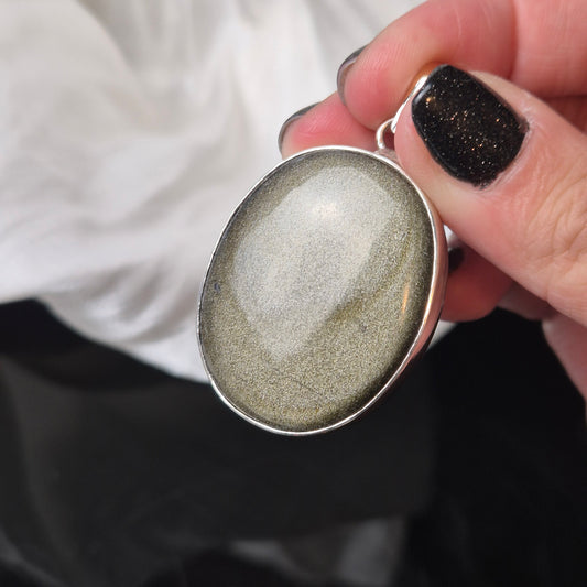 Gold sheen obsidian pendant 2