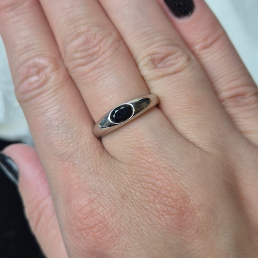 Black obsidian ring silver