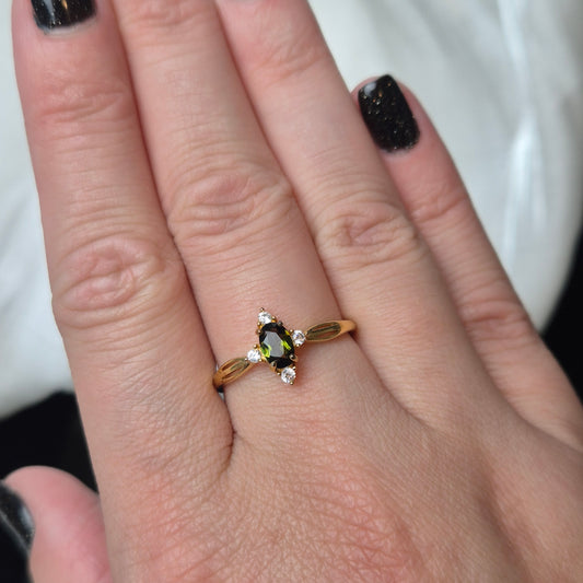Green tourmaline ring "princess"