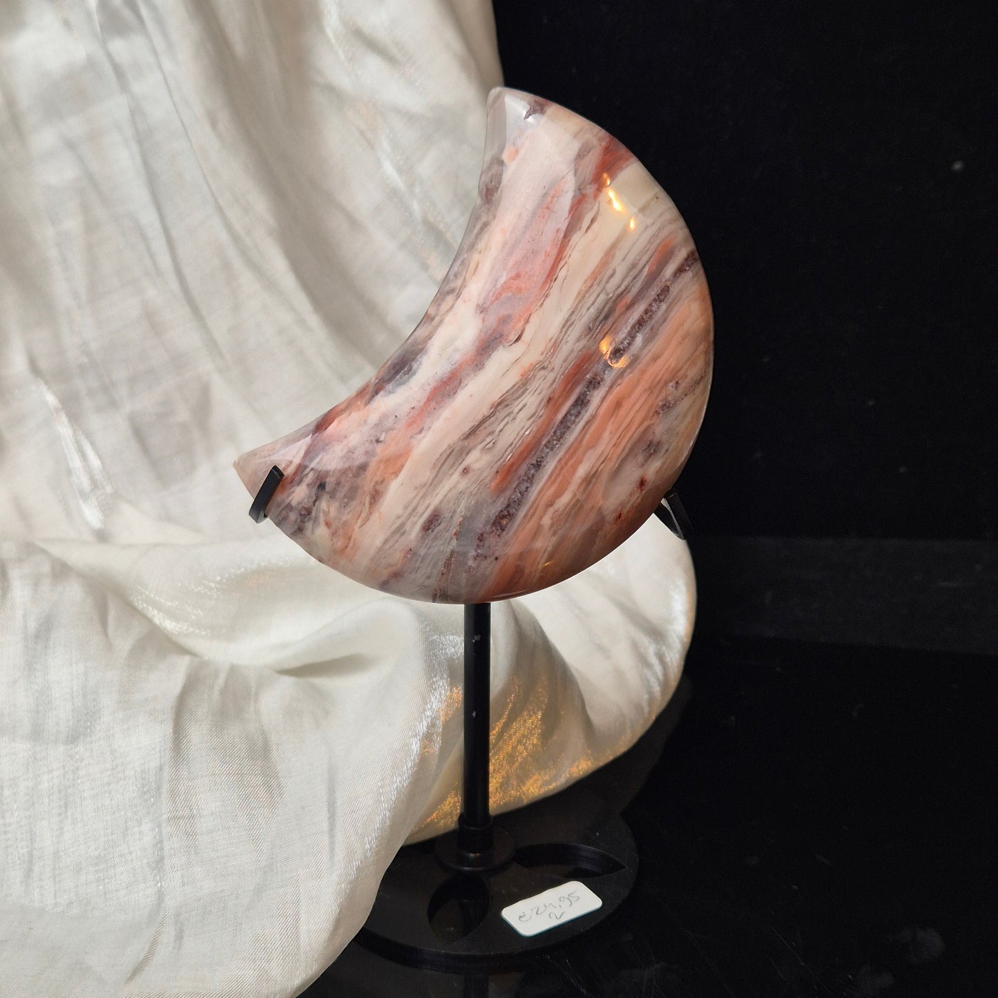 Pink banded agate moon 2