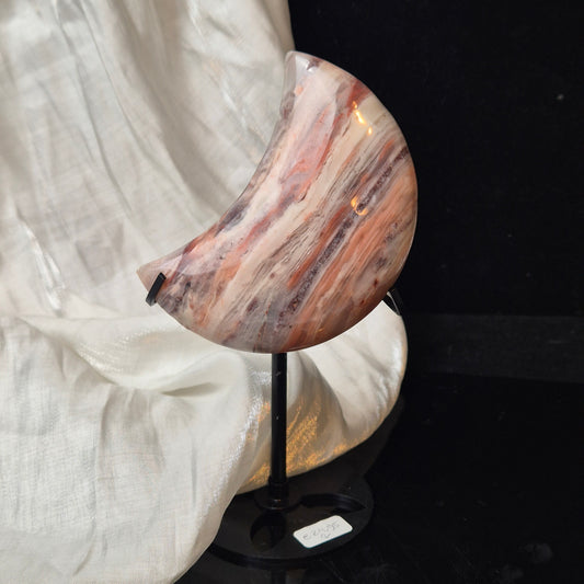 Pink banded agate moon 2