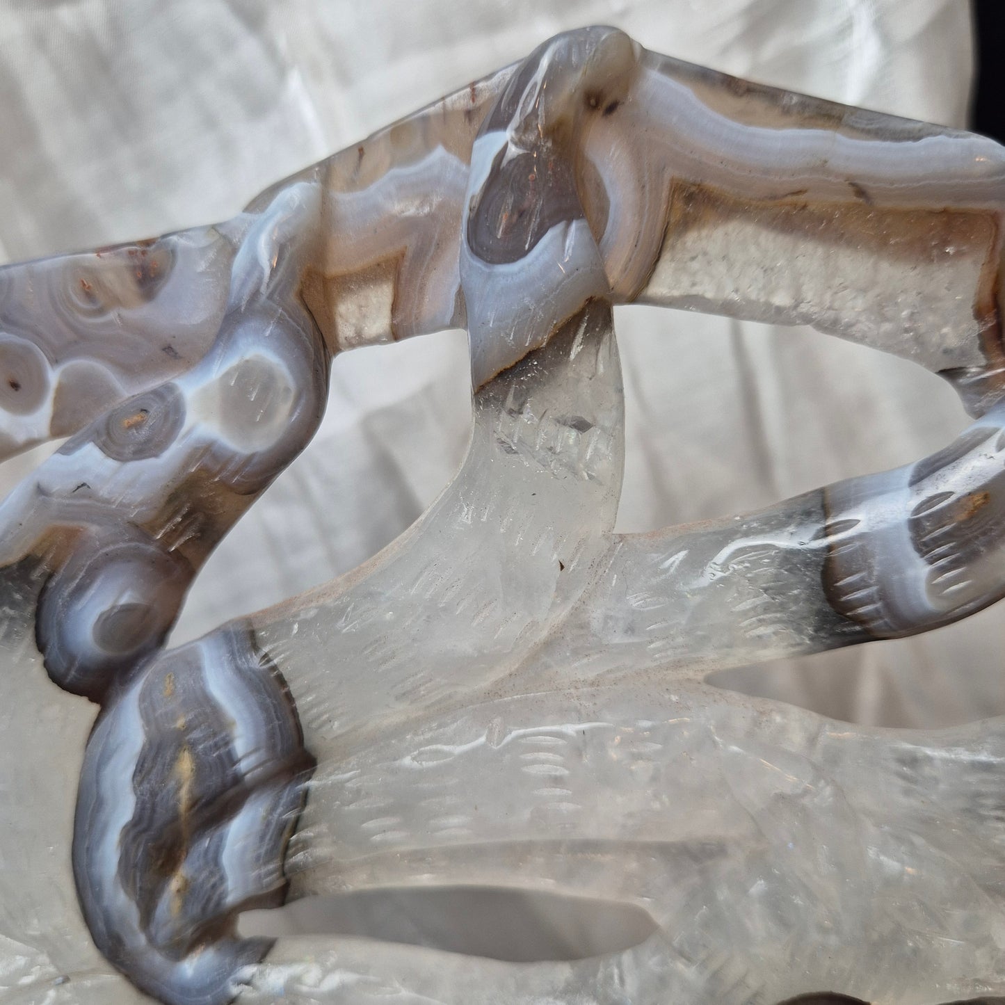 Agate / quarts ninetail fox on stand 1
