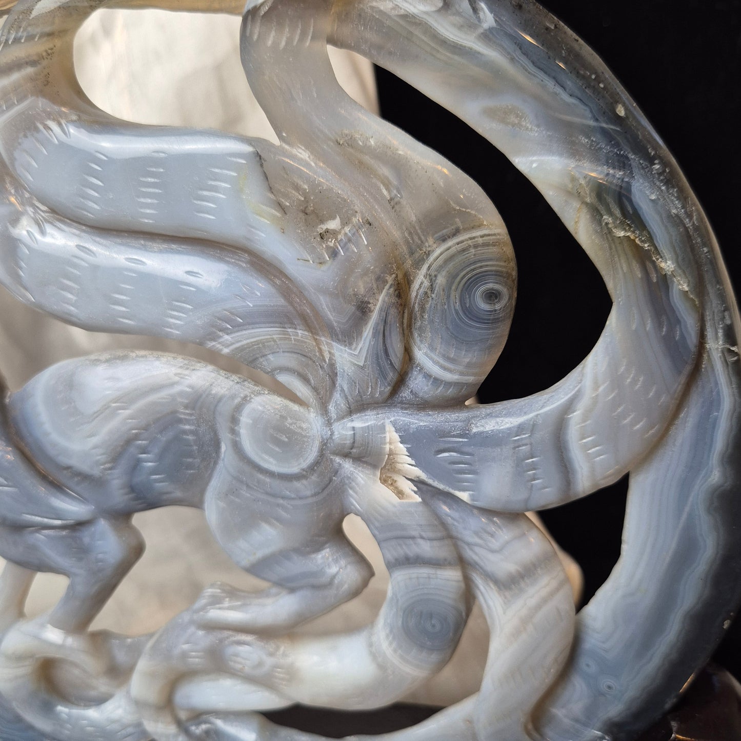 Blue agate ninetail fox on stand 2