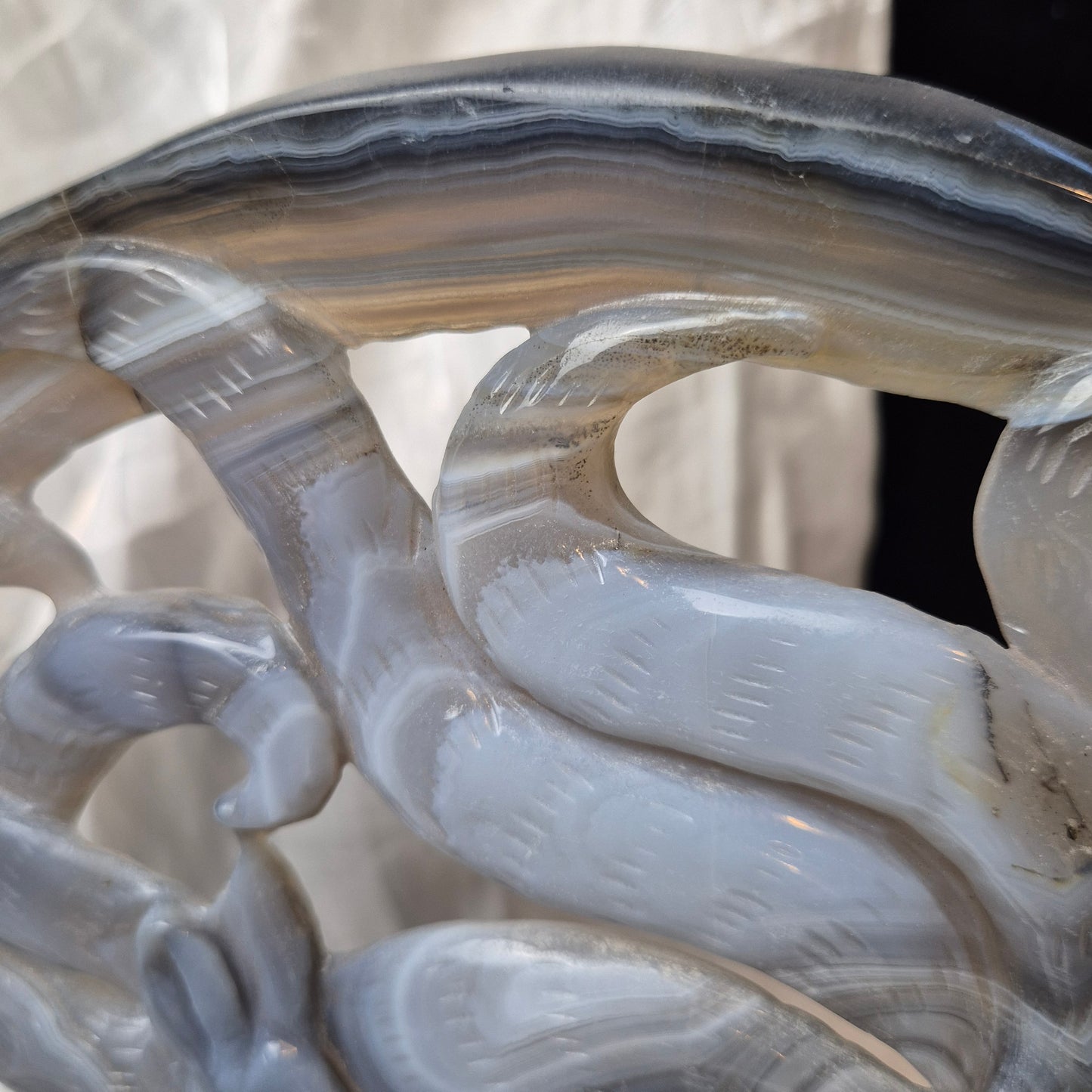 Blue agate ninetail fox on stand 2