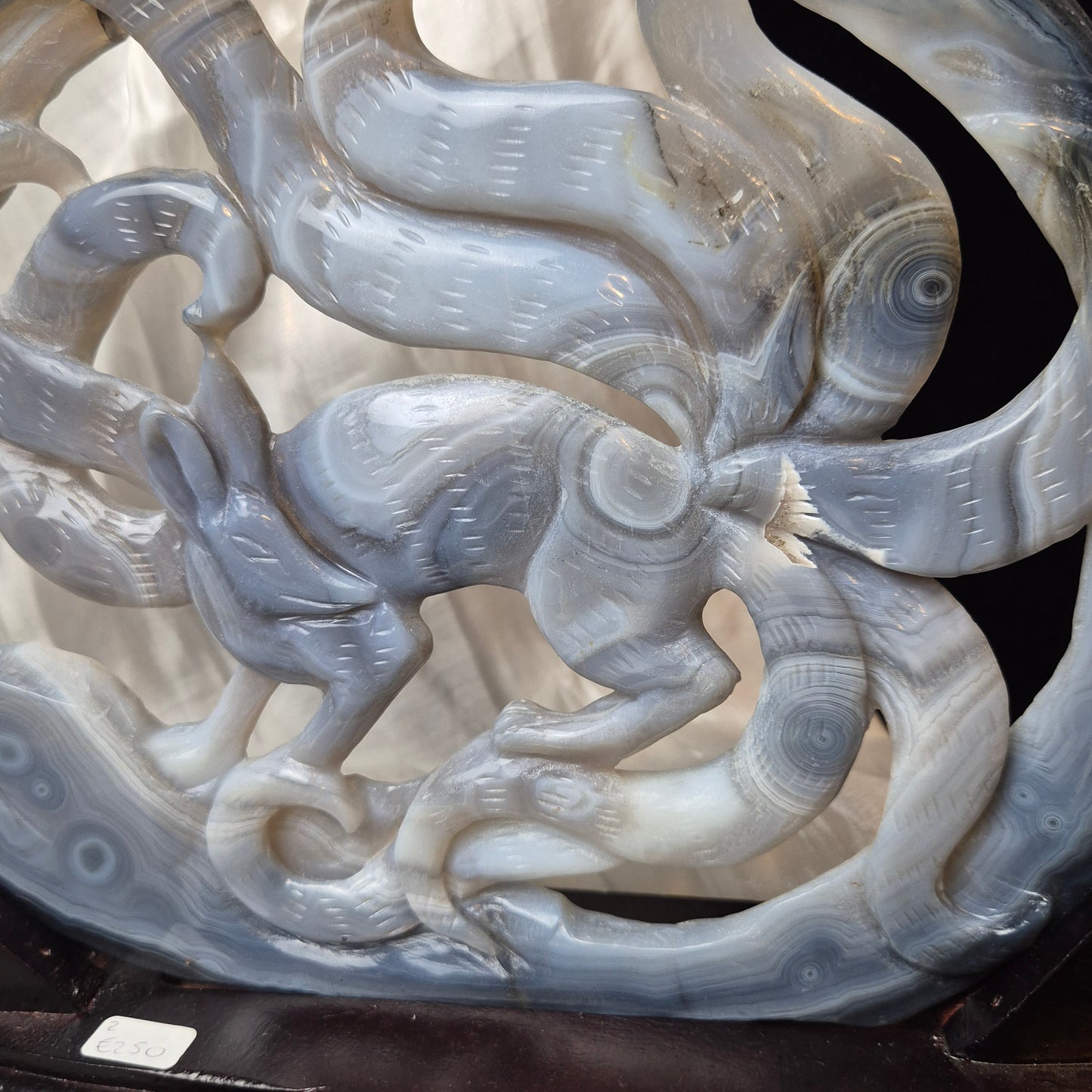 Blue agate ninetail fox on stand 2