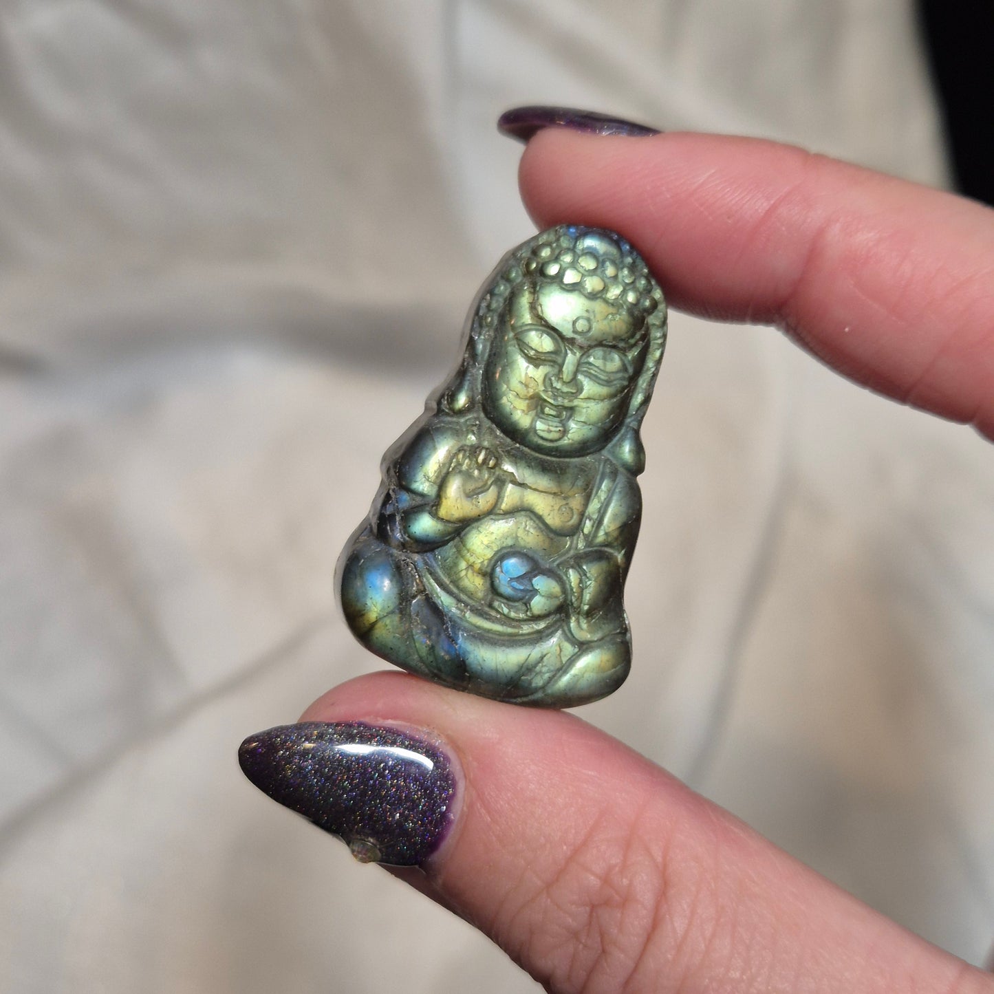 Labradorite buddha amulet