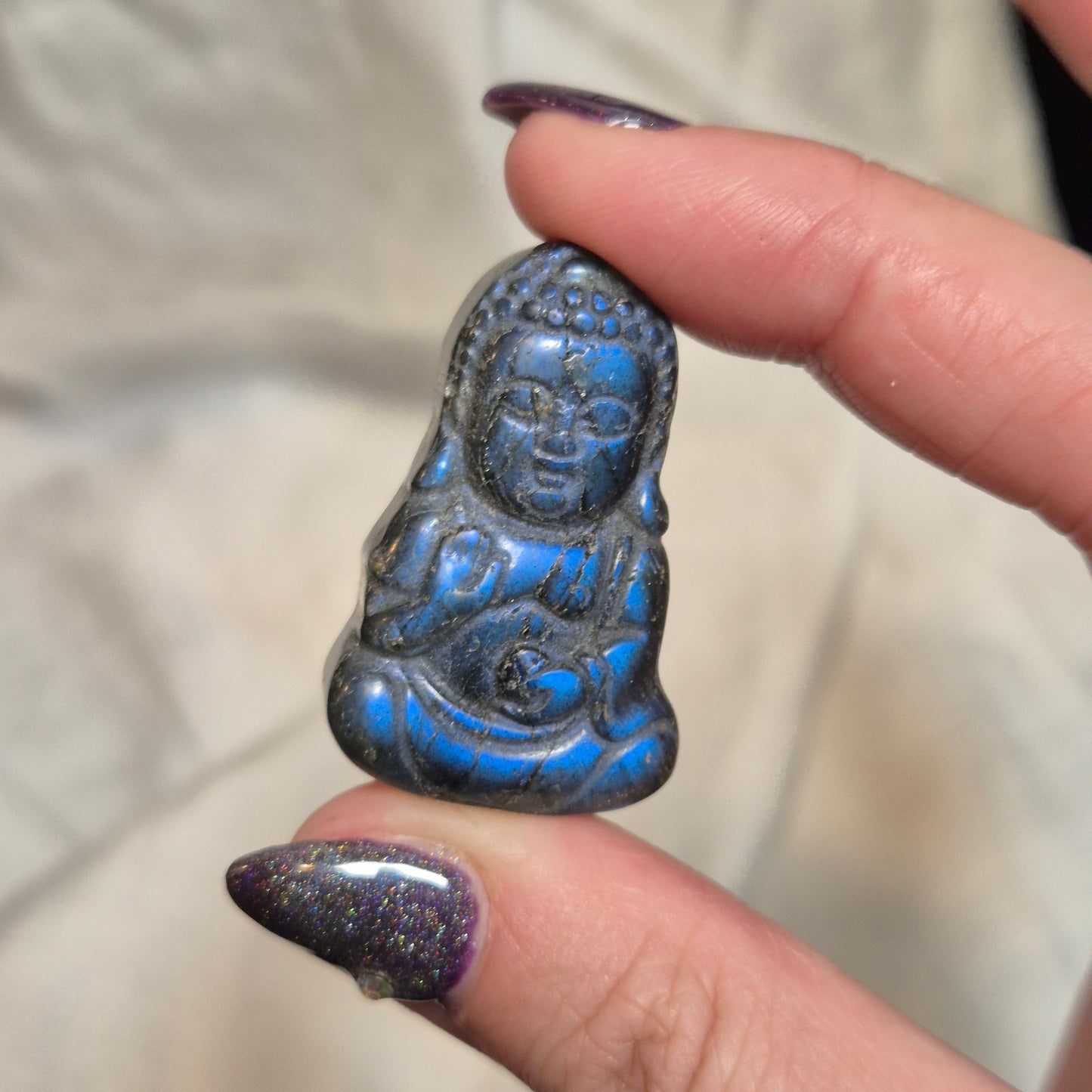 Labradorite buddha amulet