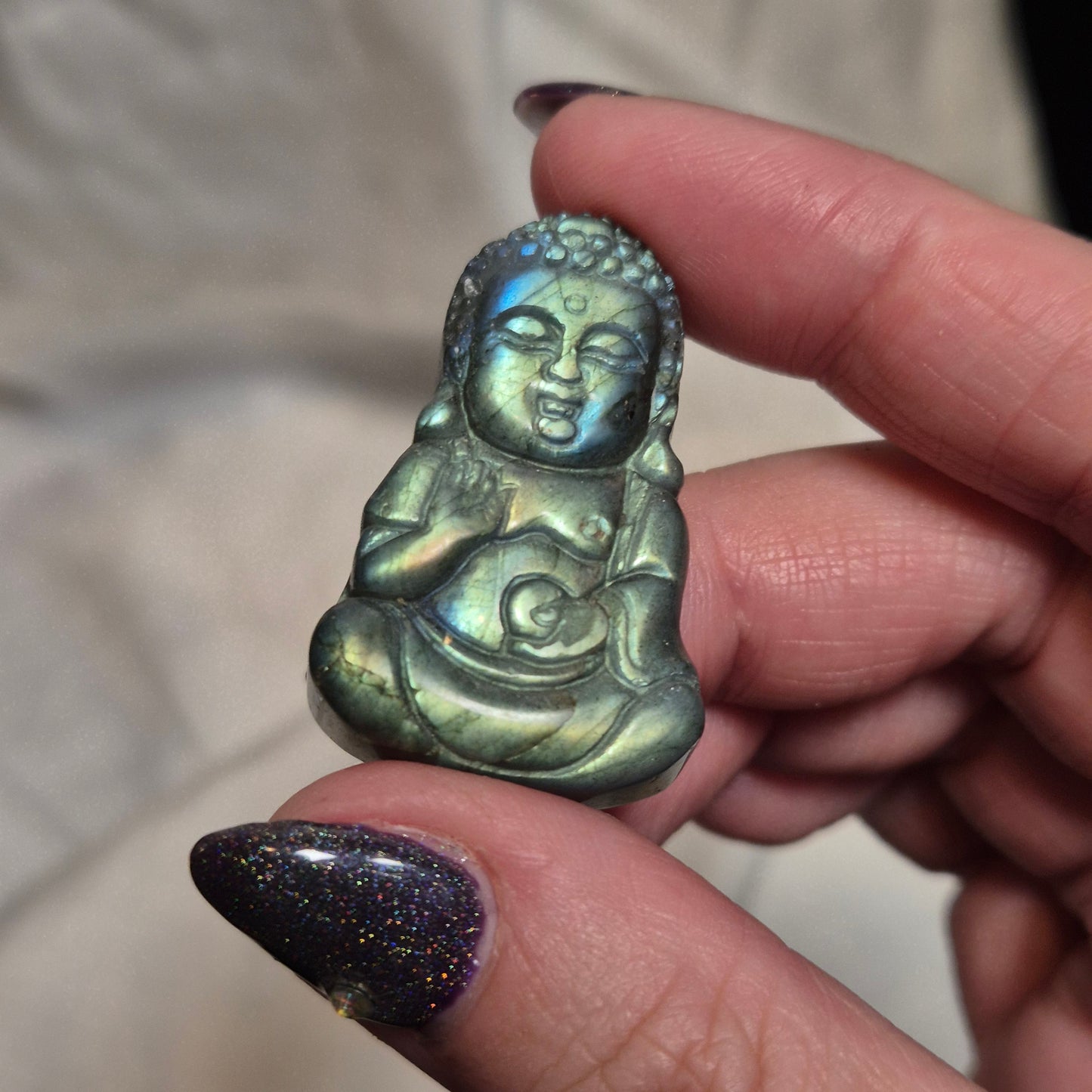 Labradorite buddha amulet