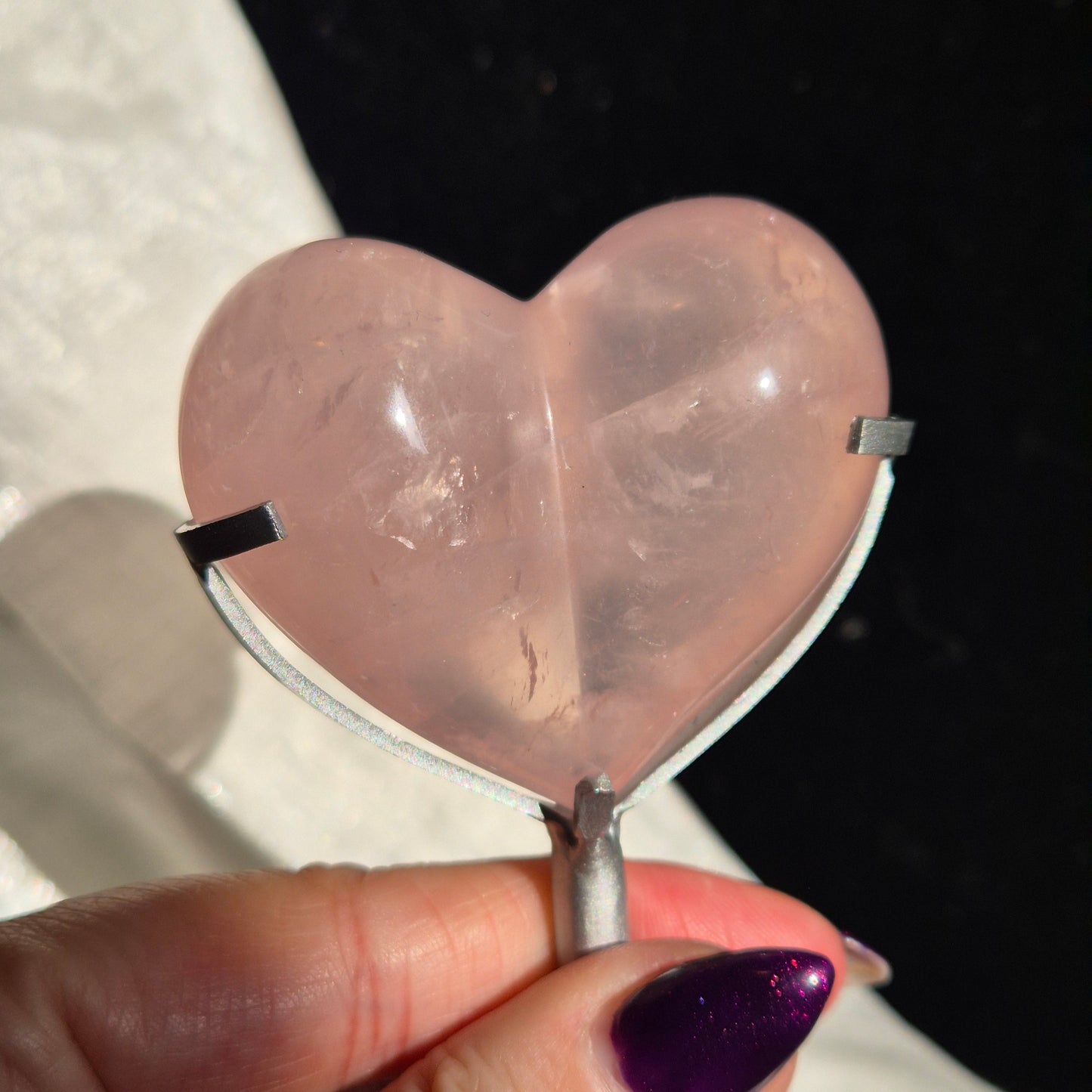 Rosequarts heart on stand 4