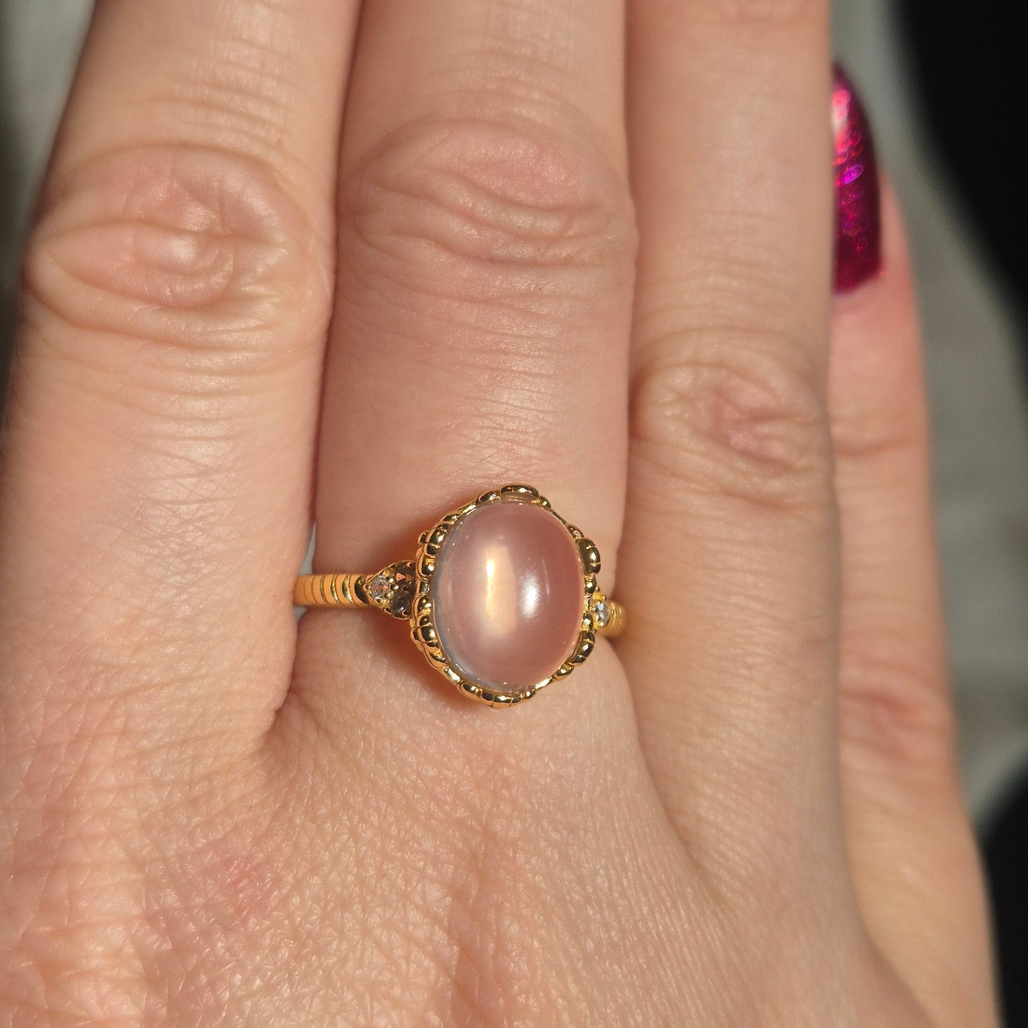 Rosequarts ring gold