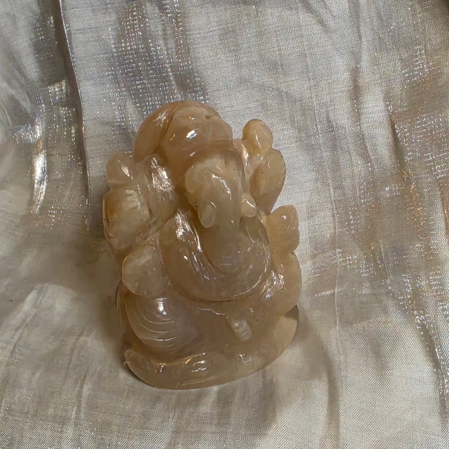 White tanzanian moonstone ganesha 3