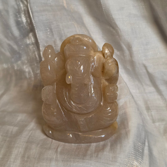 White tanzanian moonstone ganesha 5
