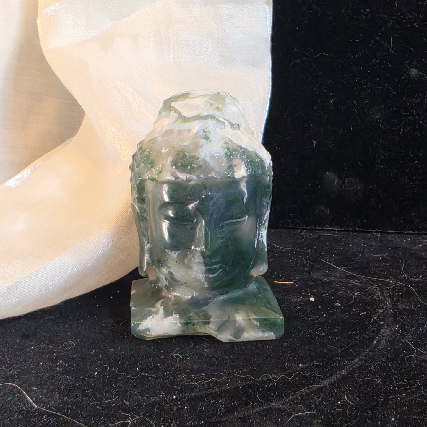 Moss agate buddha 1