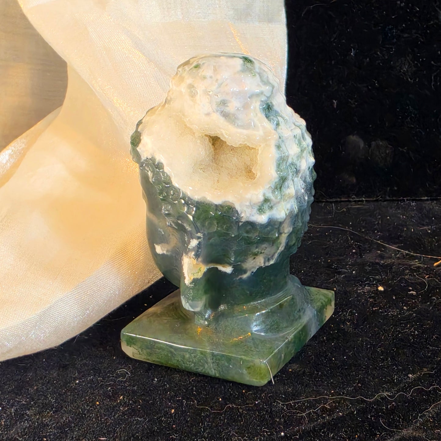Moss agate buddha 1