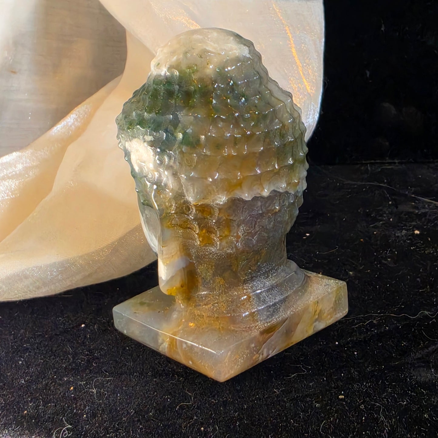 Moss agate buddha 2