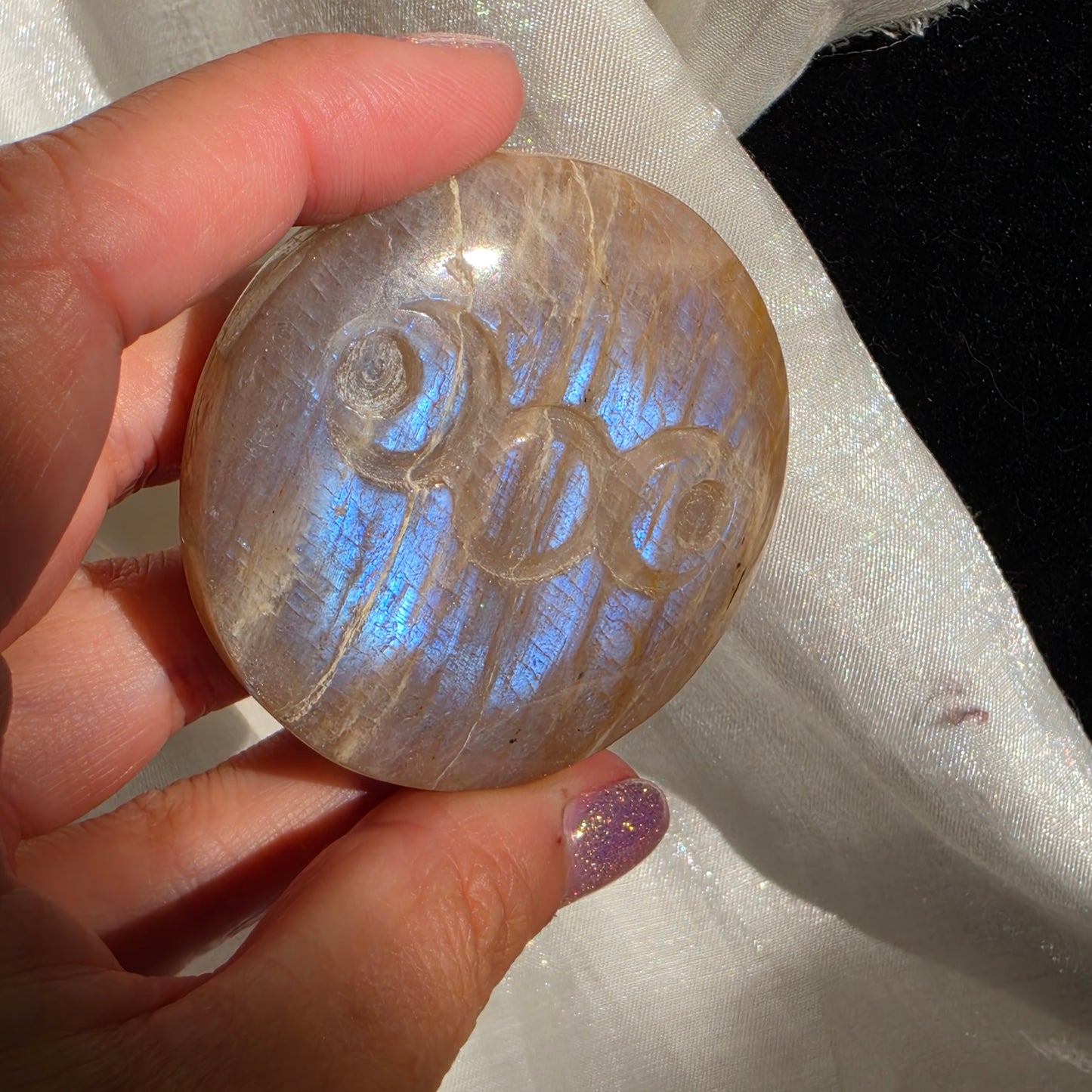 Moonstone moon carving 9