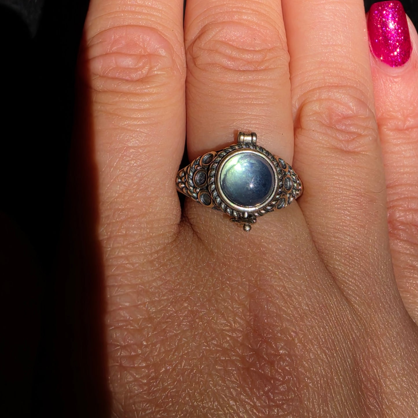Aquamarine poison ring