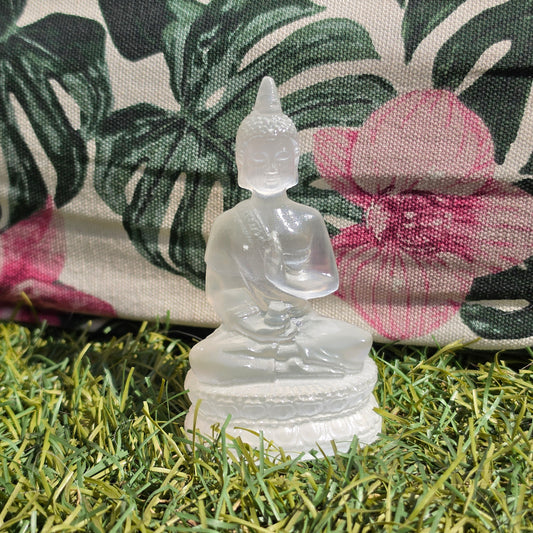 Selenite (satinspar) buddha